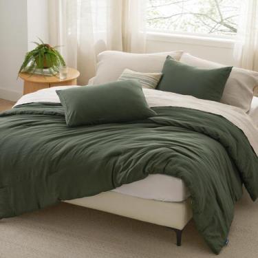 Imagem de Conjunto de Edredom Bedsure Queen Size Verde Escuro - Pré-Lavado - 3 P