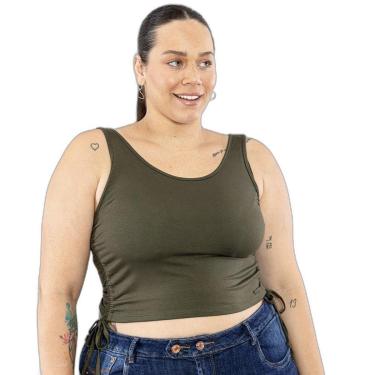 Imagem de BLUSA FEM  PLUS CROPPED VISCOLYCRA AMARRAÇÃO LATERAL 90087-Feminino