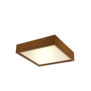 Imagem de Luminária Plafon Quadrado Madeira 40X40 De Sobrepor Teto imbuia  - CAS