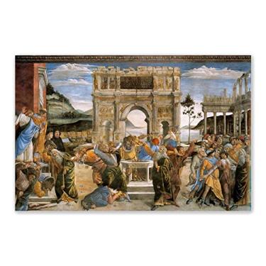 Imagem de Pinturas famosas Sandro Botticelli Art Poster and Prints-Reprodutions Print on Canvas - Religião Wall Art Pictures (A punição de Corá e o apedrejamento de Moisés e Aarão) 20 x 30 cm (20.3x30.5 cm) sem
