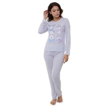 Imagem de Pijama Longo Bichinhos Poliviscose Doce Luar 5220, Azul claro, M