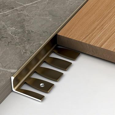 Imagem de Tira de borda de telha de alumínio 135 cm perfil L guarnição de ângulo de trilho dobrável para piso e azulejos de parede, protetor de borda para revestimentos de piso de 12,5-15 mm de altura