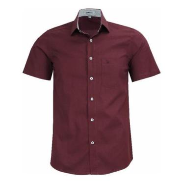 Imagem de Camisa Masculina Social Manga Curta Amil Com Bolso 1850, Vinho, 1