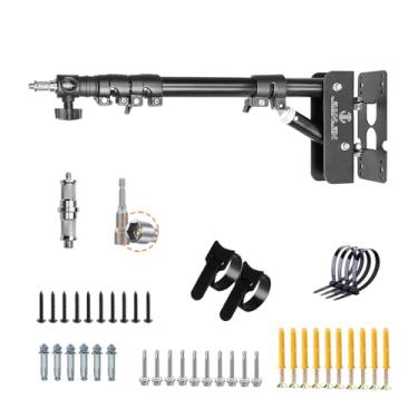 Imagem de JJ JIANJIN Suporte de parede de anel de luz 43,3 polegadas/110 cm, suporte de montagem de anel de luz de 180°, rotação flexível para luz de vídeo de estúdio, monolight, fotografia, softbox, refletor