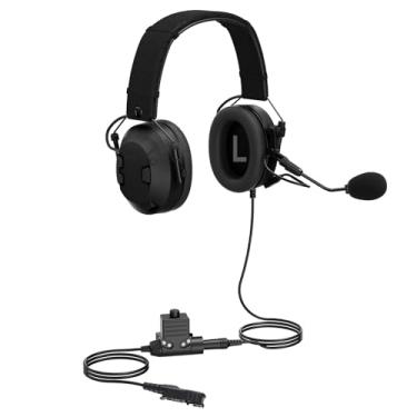 Imagem de Fones de ouvido com redução de ruído real, NRR 26dB, Boom Mic, U94 PTT, rádio bidirecional ANR, fone de ouvido tático Airsoft para Walkie Talkie xpr3300e xpr3500e xpr3500 xpr3300 (com fio, preto)
