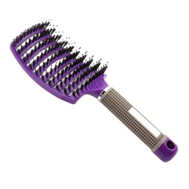Imagem de Pente de cabeleireiro para salão de beleza, pentes de massagem para couro cabeludo, escova de cabelo cacheado molhado, desembaraçador para ferramentas de modelagem (roxo)