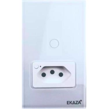 Imagem de Interruptor Inteligente Touch 2 Botões com Tomada 20A Wi-Fi Branco Com