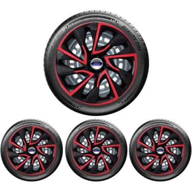 Imagem de Jogo 4 Calotas Esportivas DS4 Preto/Vermelho aro 15 (FOR)