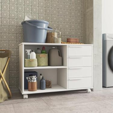 Imagem de Balcão Multiuso 1 Prateleira 4 Gavetas MDP 15mm Branco