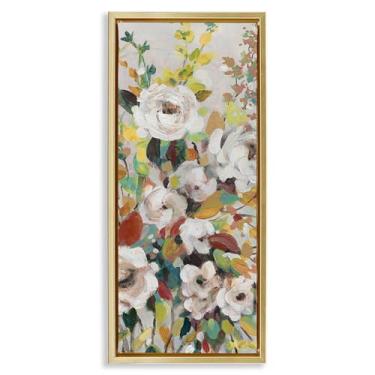 Imagem de Stupell Industries Florescendo Roses Array Gold Floater Tela Emoldurada Arte Design de Parede por Carol Robinson, 28 x 63 cm