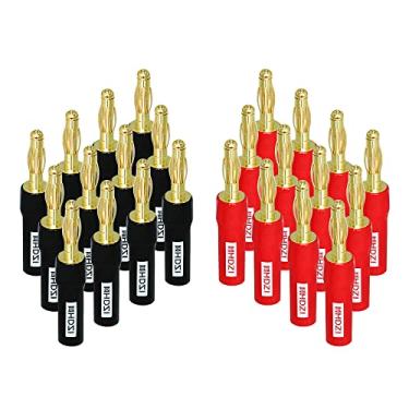Imagem de HHDZI Plugues banana de pino para fio de alto-falante (12 pares/24 peças), banhado a ouro 24K, plugue banana tipo parafuso pino de 4 mm, adaptador de conector de áudio, receptor de vídeo, conector de