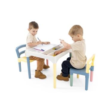 Imagem de Mesinha Infantil Didática Conjunto de mesa e cadeiras para atividades infantis mesa de desenho artístico com armazenamento com 2 cadeiras (Picolor)