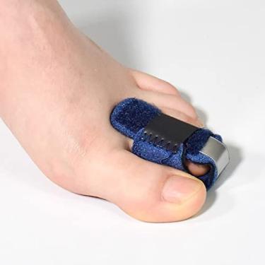 Imagem de 1 pçs dedo do pé tala alisador para martelo dedo do pé corretor torto dedo do pé garra estabilizador suporte cinta envoltório alívio da dor, azul esquerda, s