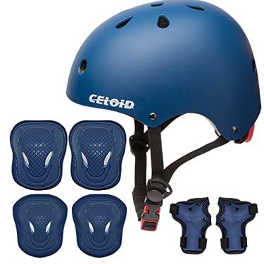 Imagem de CELOID Conjunto De Protetores Para Capacete Infantil, Protetores De Joelho E Cotoveleiras Ajustáveis Para Crianças, Skate, Bicicleta, 8 A 14 Anos, Conjunto De Equipamentos De Proteção Para Jovens, M