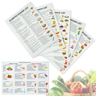 Imagem de MISAKTEAM 12 peças Lista de alimentos para diabetes diabetes tabela de refeições informações plano de dieta, lista de alimentos com baixo teor de carboidratos para controle de açúcar no sangue