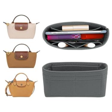 Imagem de LOUKAYCCI Mini organizador de feltro para bolsa Longchamp mini PP, organizador de bolsa para bolsa (cinza claro)