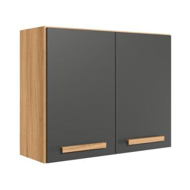 Imagem de Armario Modulado Aereo Intenza 80cm com puxador em madeira - Nicioli, 