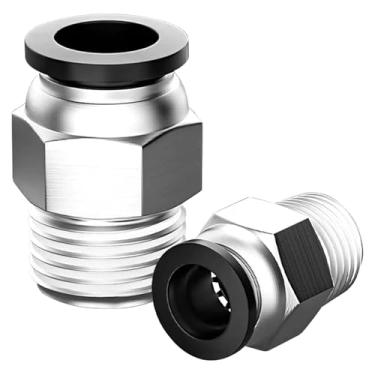 Imagem de NANLACH Acessórios de conexão pneumática preta Push Connect 8 mm OD x 3/8 polegadas NPT Ferramentas de conexão de pressão de ar Acessórios de mangueira pneumática (pacote com 10)