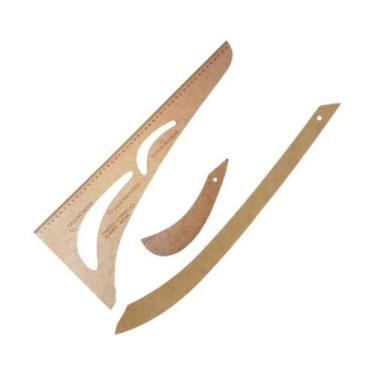 Imagem de Kit 3 Réguas Corte Costura Curva Cavas Decotes Alfaiate Mdf - Levolpe