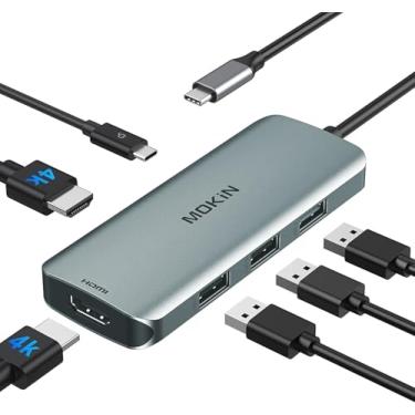 Imagem de Estação de ancoragem USB C para adaptador HDMI duplo, hub USB C, monitores HDMI duplos para Windows, adaptador USBC com HDMI duplo, 3 portas USB, PD, compatível com Dell XPS 13/15, Lenovo Yoga, etc