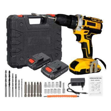 Imagem de Furadeira Parafusadeira 2 Baterias 24v 28pçs Kit Brocas Maleta Bivolt 