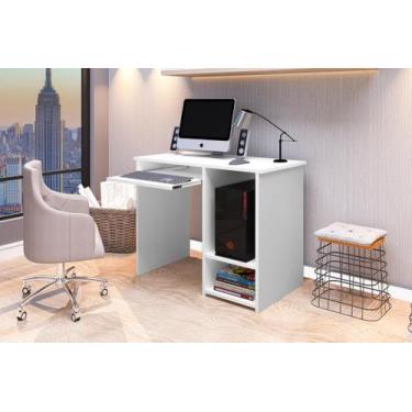 Imagem de Mesa Computador C/ Suporte Teclado E Prateleira Inglaterra Cor Branco 