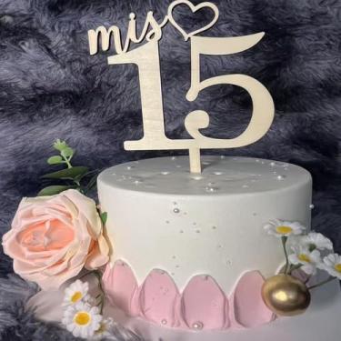 Imagem de Wooden Mis 15 Cake Topper,Mis Años15 Cake Decor,Feliz 15 Años,Mis Quince15 for Girls Happy,15th Birthday Theme,Cheers To 15 Years Old Party Decorations
