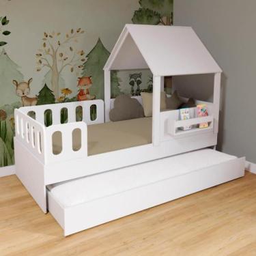Imagem de Bicama Casinha com Telhado Mdf e Grades Anatômica Branco Mobilistore