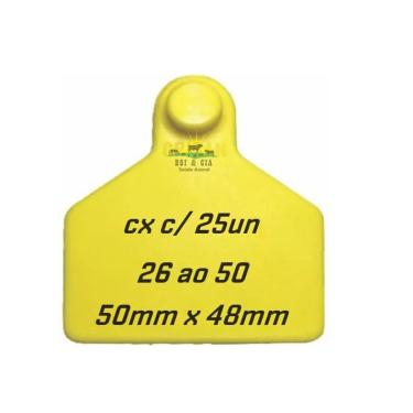 Imagem de Brinco Médio Amarelo para Bovino Gado c/ Numero 26 ao 50