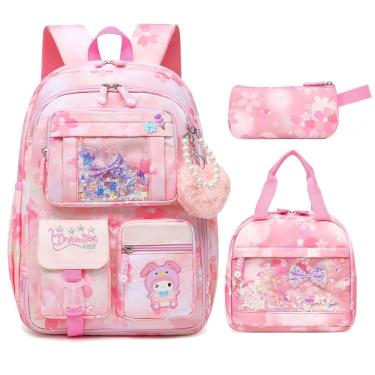 Imagem de Mochila escolar Alrisg Lovely Girls 17 polegadas rosa