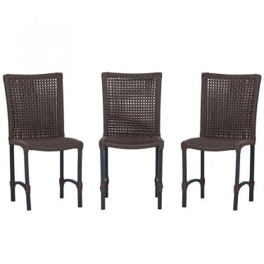 Imagem de 3 Cadeiras Cannes Corda Náutica Alumínio Cozinha Jantar Marrom