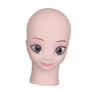Imagem de harayaa Cabeça careca da cabeça de manequim para fabricação de perucas, resistente profissional de tela leve e desenho peruche, Olhos Cinzentos