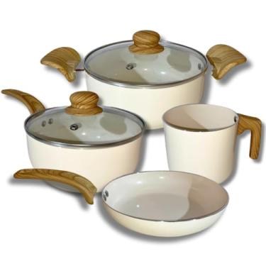 Imagem de Conjunto de Panelas Vanilla, 4 Peças, Revestimento Cerâmico, Alças em Baquelite, Branco