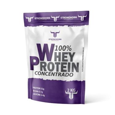 Imagem de Stronghorn Whey Protein Concentrado, 2kg, 32g Proteína por Porção, 5,1g BCAAs Sabor Morango