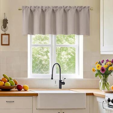 Imagem de Simplebrand Saia de pedra para janelas, cortinas blackout curtas para banheiro/lavanderia/janelas de porão com bolso de haste, saia de cortina sólida com isolamento térmico, cada 152 cm L x 45 cm, 1