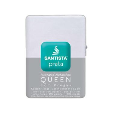 Imagem de Saia Para Cama Queen Size Prata  - 160X203cm - Santista