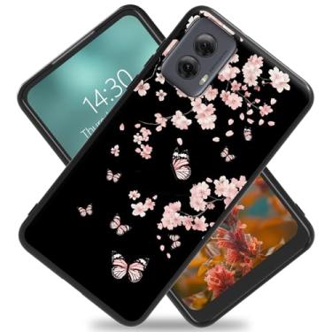 Imagem de Capa para celular Moto G Stylus 5G 2024, ultrafina, resistente a arranhões e impressões digitais, design elegante para proteção máxima para Moto G Stylus 5G 2024, flores de cerejeira rosa dragão roxo