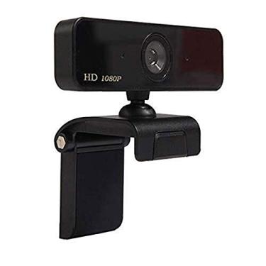 Imagem de Webcam USB com microfone 1080p HD foco automático computador PC laptop câmera de mesa amplo ângulo de visão usado para chamada de conferência online ensino de lições adequado para computador doméstico