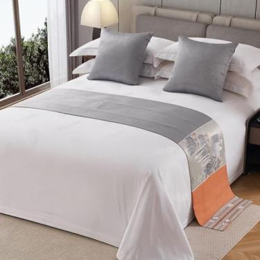 Imagem de Cama Runner Luxuosa Sofisticada Lençóis de Cama Macia Proteção para Pés da Cama King Size Colcha para Quarto Hotel Casamento Cama Decorativa Lenço Cinza-3||50 x 240 cm para Cama de 1,8 m