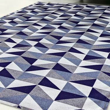 Imagem de Tapete 2,50 m x 1,35 m Antiderrapante Geométrico Sala Escritório Quarto(Azul)