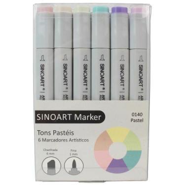 Imagem de Marcador Artístico Sinoart Marker 06 Tons Pastéis