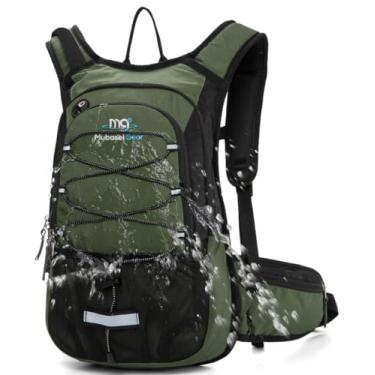 Imagem de Mochila de hidratação isolada Mubasel Gear com bexiga 2L livre de BPA – mantém líquido fresco até 4 horas – para corrida, caminhadas, ciclismo, acampamento, Oliva