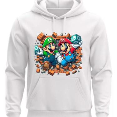 Imagem de Moletom Estampado com Capuz Mario e Luigi - Hs, Branco, gg