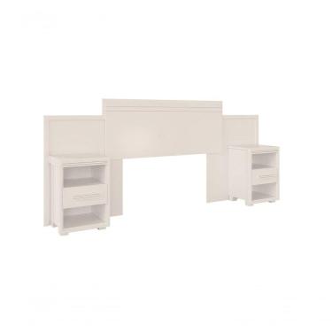 Imagem de Cabeceira Box Regulável Dinamarca 100% Mdf Com Gavetas Fenix Cor:branco