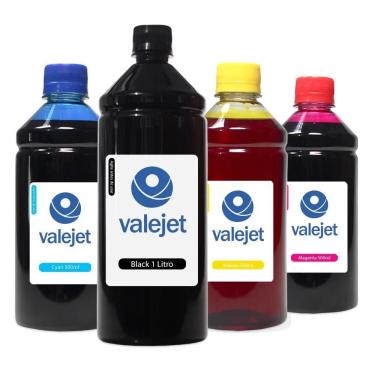 Imagem de Kit 4 Tintas Para Epson T504 | 504 Black 1 Litro Coloridas 500ml Valejet