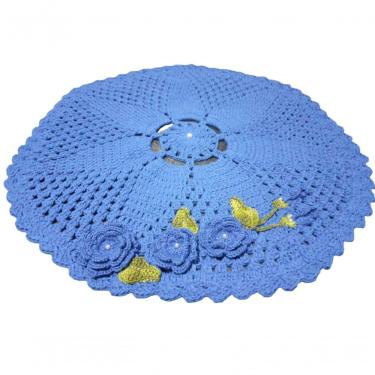 Imagem de Tapete Azul De Crochê Artesanal
