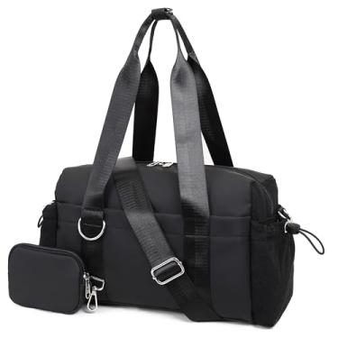 Imagem de ERTUNA Mini bolsa de ginástica para mulheres 2.0, bolsa pequena com compartimento com zíper, impermeável, bolsa de viagem fofa, bolsa de mão esportiva para exercícios com alça de ombro removível e