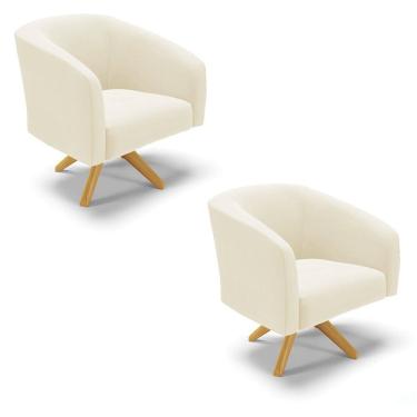 Imagem de Poltrona Decorativa Giratória MA30 Kit 2 Stella Cotelê Ext/Veludo D03 - D`Rossi