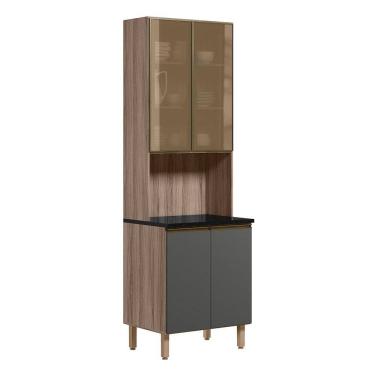 Imagem de Paneleiro Duplo 4P Vidro 70cm MDF Kali 18340 Carvalho Toq Chumb0 Nicioli