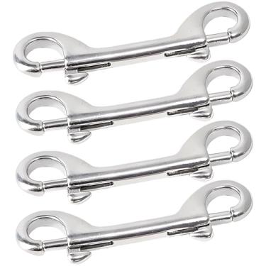 Imagem de 4 ganchos de pressão de parafuso de extremidade dupla, ganchos de aço inoxidável, ganchos de pressão de grau marítimo resistentes para coleiras de cães, chaveiros, acampamento